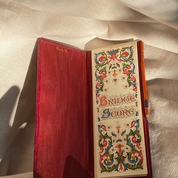 Vintage Bridge Score Notebook with pencil